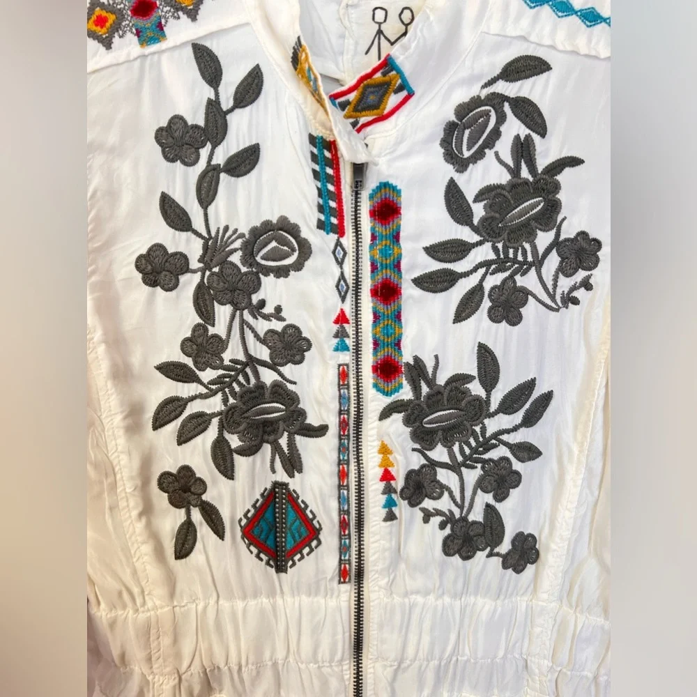 Johnny Was Milton Floral Zip Up Embroidered Lightweight Jacket Size XS - Picture 4 of 15